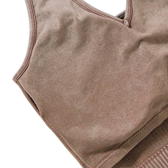 ZENANA Women's L/XL Washed Ribbed Racerback Crop Tank Top Brami Bralette - Picture 5 of 8